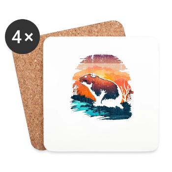 Capybara Wildlife Retro Vintage Funny Capybara - Coasters (set of 4) - white - Front