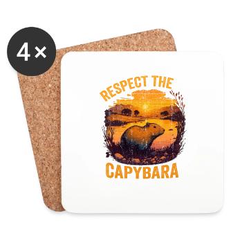 Respect The Capybara Animal Humour Capybara Lover - Dessous de verre (lot de 4) - blanc - Devant