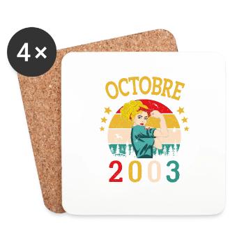 Octobre 2003 Anniversaire Vintage Idée Cadeau - Dessous de verre (lot de 4) - blanc - Devant