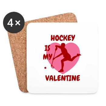 Joueur de hockey sur gazon Floorball de la Saint-Valentin - Dessous de verre (lot de 4) - blanc - Devant