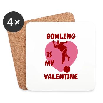 Bowling Saint-Valentin Bowling Bowling Club - Dessous de verre (lot de 4) - blanc - Devant
