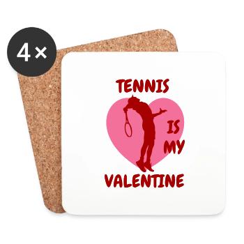 Tennisspieler Valentinstag Tennis Tennisverein - Untersetzer (4er-Set) - Weiß - Vorne