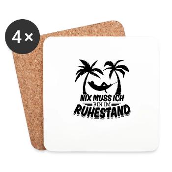 Rentner Bin im Ruhestand nix muss ich - Untersetzer (4er-Set) - Weiß - Vorne