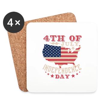 4TH OF JULY INDEPENDENCE DAY USA - Coasters (set of 4) - white - Front