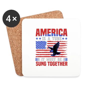 AMERIKA IST EINE MELODIE, DIE ZUSAMMEN GESUNGEN WERDEN MUSS 2 - Untersetzer (4er-Set) - Weiß - Vorne