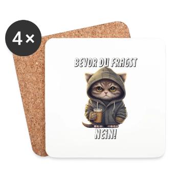Bevor Du Fragst Nein Witzige Katze - Untersetzer (4er-Set) - Weiß - Vorne