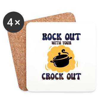 Rock Out With Your Crock Out Funny Retro Chef Pun - Untersetzer (4er-Set) - Weiß - Vorne