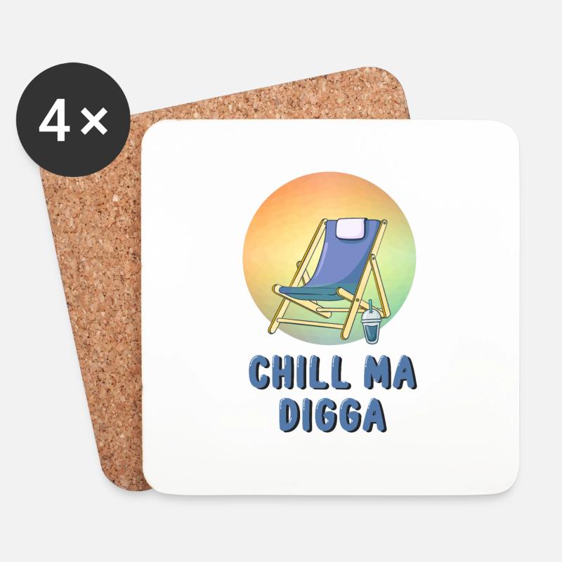 Chill ma digga - Untersetzer (4er-Set) - Weiß