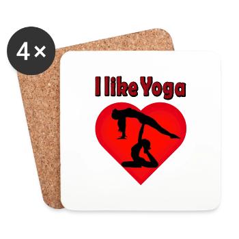 A heart for yoga shows different figures - Coasters (set of 4) - white - Front