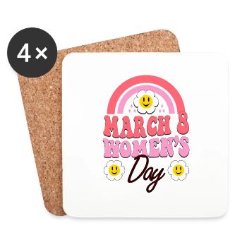 March 8 International Womens Day Happy Womens Day - Coasters (set of 4) - white - Front