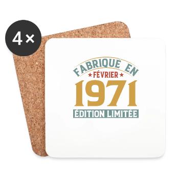 Fabriqué En Février 1971 Édition Limitée - Dessous de verre (lot de 4) - blanc - Devant