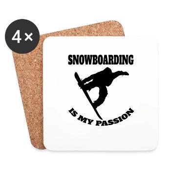 Snowboard Geschenk Snowboardsport Snowboardfahrer - Untersetzer (4er-Set) - Weiß - Vorne