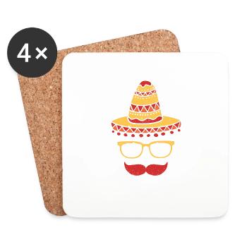 Sombrero Face Cinco De Mayo Mexican Fiesta - Coasters (set of 4) - white - Front