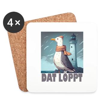 Dat Löppt Möwe Leuchtturm Meer Plattdeutsch Norden - Untersetzer (4er-Set) - Weiß - Vorne