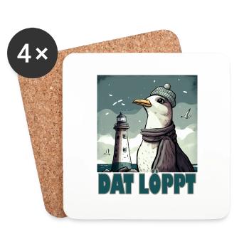 Dat Löppt Möwe Leuchtturm Meer Plattdeutsch Norden - Untersetzer (4er-Set) - Weiß - Vorne