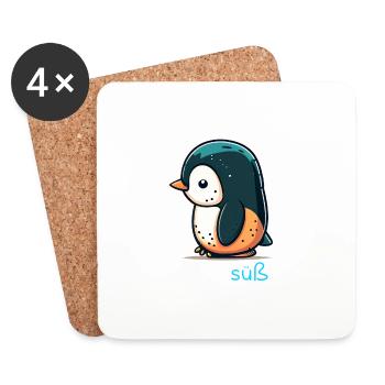 Pinguin Penguin Jungen Mädchen Zoo Süßer Spruch - Untersetzer (4er-Set) - Weiß - Vorne