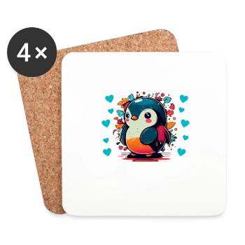 Pinguin Penguin Jungen Mädchen Zoo Polar Antarktis - Untersetzer (4er-Set) - Weiß - Vorne