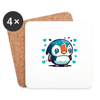 Pinguin Penguin Jungen Mädchen Zoo Polar Antarktis - Untersetzer (4er-Set) - Weiß - Vorne