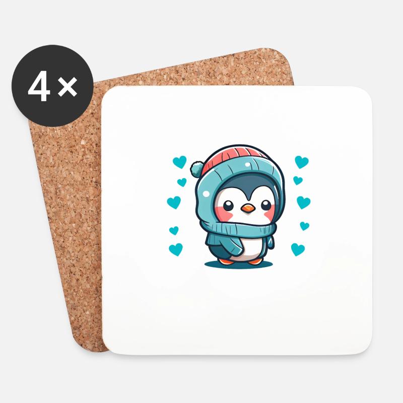 Pinguin Penguin Jungen Mädchen Zoo Polar Antarktis - Untersetzer (4er-Set) - Weiß