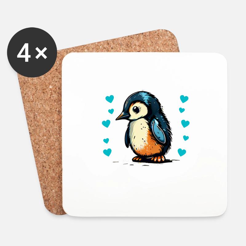 Pinguin Penguin Jungen Mädchen Zoo Polar Antarktis - Untersetzer (4er-Set) - Weiß