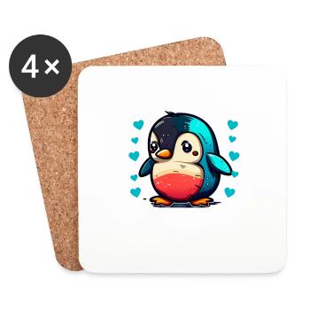 Pinguin Penguin Jungen Mädchen Zoo Polar Antarktis - Untersetzer (4er-Set) - Weiß - Vorne
