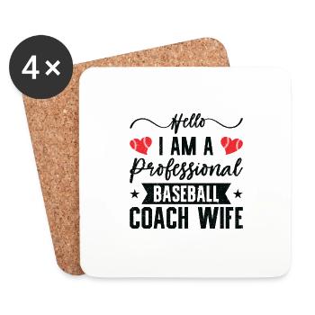 Baseball-Trainerin Ehefrau Berufstätige Mutter - Untersetzer (4er-Set) - Weiß - Vorne