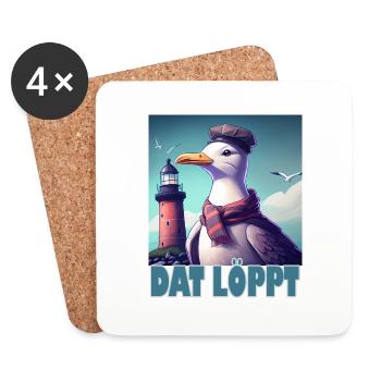 Dat Löppt Möwe Leuchtturm Meer Plattdeutsch Norden - Untersetzer (4er-Set) - Weiß - Vorne