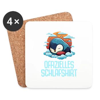 Offizielles Schlafshirt Nachthemd Pyjama Pinguin - Untersetzer (4er-Set) - Weiß - Vorne