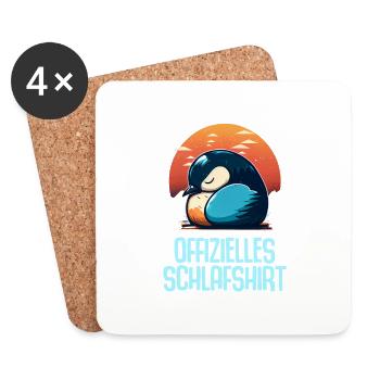 Offizielles Schlafshirt Nachthemd Pyjama Pinguin - Untersetzer (4er-Set) - Weiß - Vorne