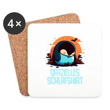 Offizielles Schlafshirt Nachthemd Pyjama Pinguin - Untersetzer (4er-Set) - Weiß - Vorne