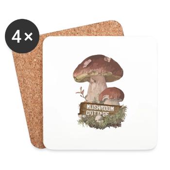 Mushroom Cottage Goblincore Cottagecore Aesthetic - Coasters (set of 4) - white - Front