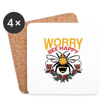 Ne vous inquiétez pas Bee Happy 41 - Dessous de verre (lot de 4) - blanc - Devant