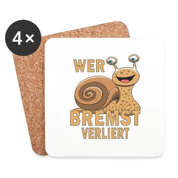 SCHNECKE WER BREMST VERLIERT - Untersetzer (4er-Set) - Weiß - Vorne