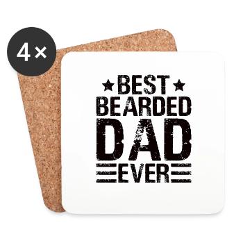 Father Bearded Father with Beard - Coasters (set of 4) - white - Front