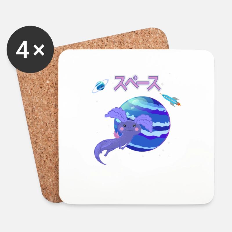 Weltall Axolotl - Untersetzer (4er-Set) - Weiß