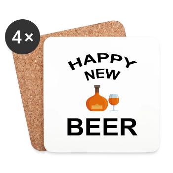 Bier Wein Whiskey Schnaps Alkohol - Untersetzer (4er-Set) - Weiß - Vorne