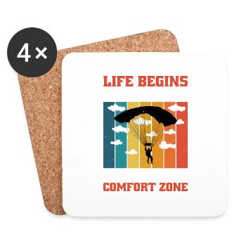 Life begins at the end of your comfort zone 4 - Coasters (set of 4) - white - Front