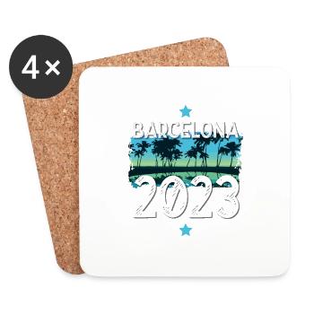 Barcelone 2023 - Dessous de verre (lot de 4) - blanc - Devant