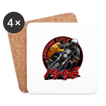 Awesome since 1996, biker's birthday - Coasters (set of 4) - white - Front
