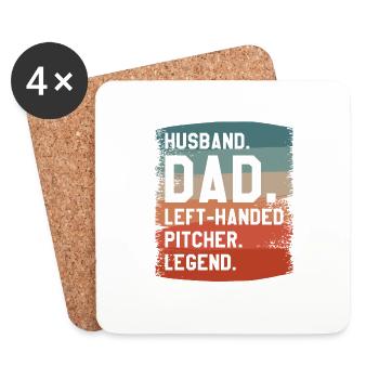 Ehemann Vater Linkshänder Pitcher Legende Baseball - Untersetzer (4er-Set) - Weiß - Vorne