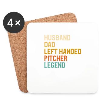 Ehemann Vater Linkshänder Pitcher Legende Baseball - Untersetzer (4er-Set) - Weiß - Vorne