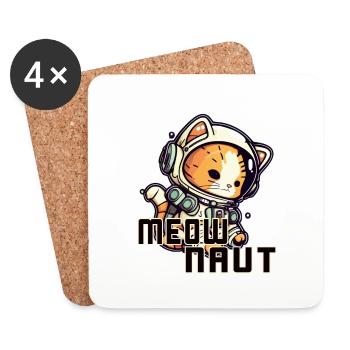 Meownaut astronaut cat for cat daddy - Coasters (set of 4) - white - Front