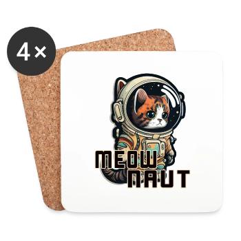 Meownaut astronaut cat for cat daddy - Coasters (set of 4) - white - Front
