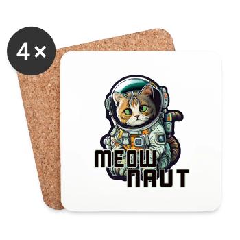 Meownaut astronaut cat for cat daddy - Coasters (set of 4) - white - Front