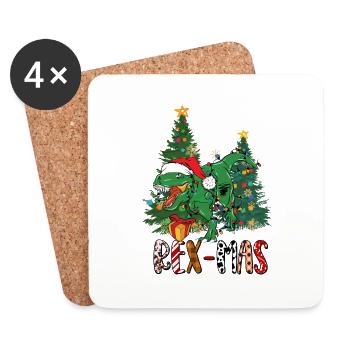 Dinosaurier T-rex Trex Tyrannosaurus Saurier Xmas - Untersetzer (4er-Set) - Weiß - Vorne