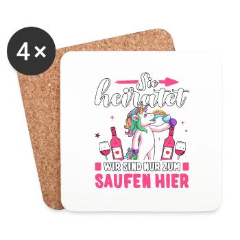 JGA Frauen T-Shirt Team Braut Polterabend Outfit - Untersetzer (4er-Set) - Weiß - Vorne