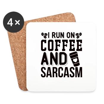 Café Sarcasme Amis Bonheur Joie Cappuccino - Dessous de verre (lot de 4) - blanc - Devant