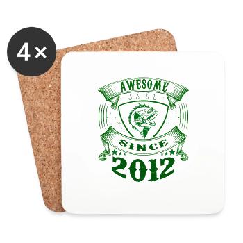 Awesome since 2012. Angel, Angler's Birthday - Coasters (set of 4) - white - Front