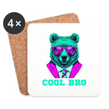 Cool Bro Bear - Coasters (set of 4) - white - Front