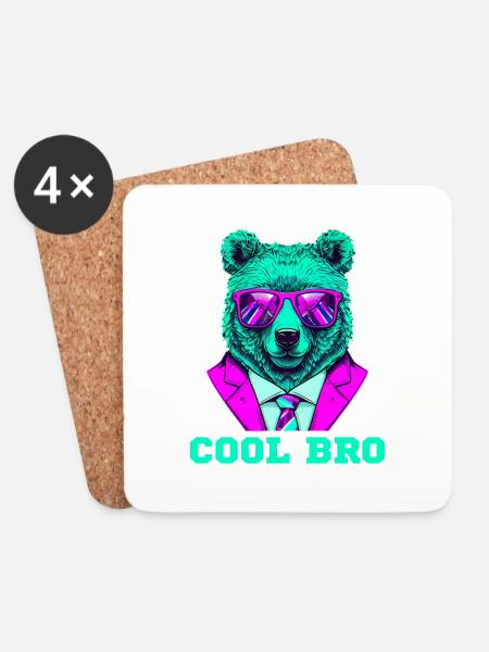 cool bro bär - Untersetzer (4er-Set) - Weiß